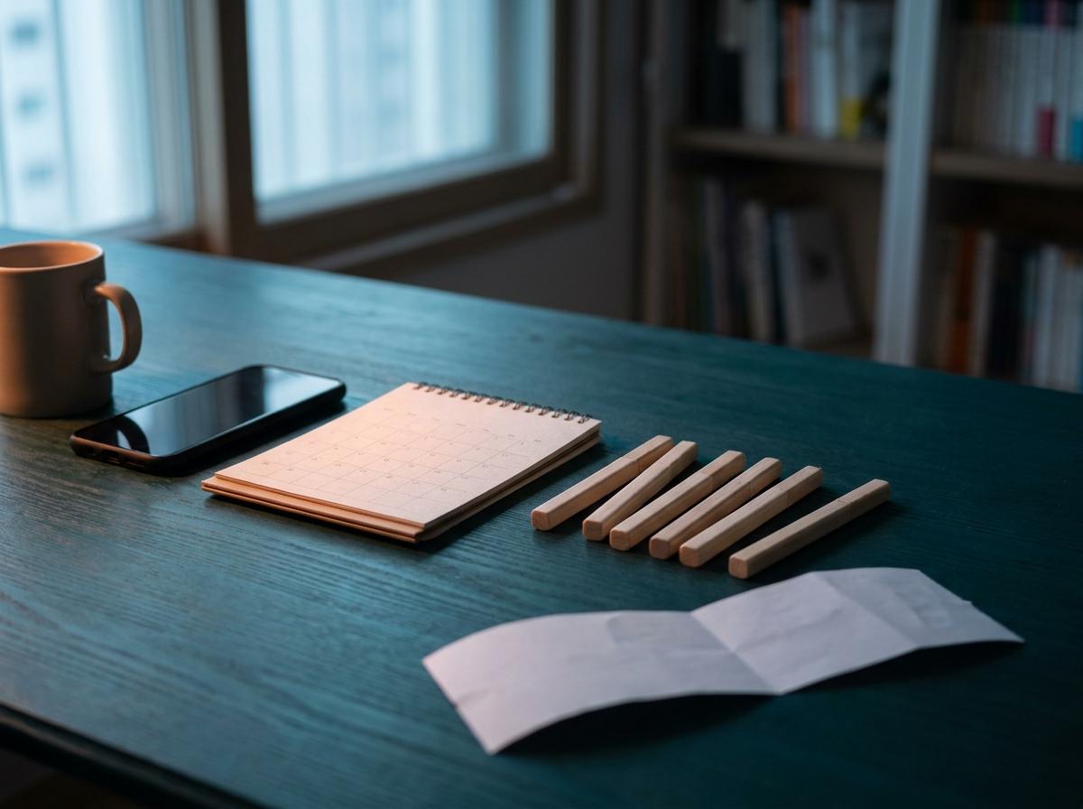 할인 기간을 기억하도록 달력 옆에 표시물을 놓은 모습